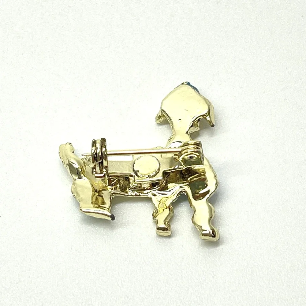 Vintage Likely 1950s Poodle Gold Tone Jewelry‎ Whimsical Enameled Dog Pin Brooch